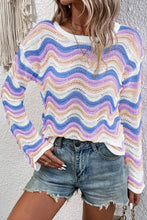 Load image into Gallery viewer, Contrast Wave Stripe Long Sleeve Sweater