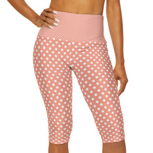 Load image into Gallery viewer, Coral Polka Dot Yoga Capri Leggings