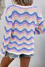 Load image into Gallery viewer, Contrast Wave Stripe Long Sleeve Sweater