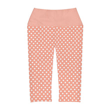 Load image into Gallery viewer, Coral Polka Dot Yoga Capri Leggings