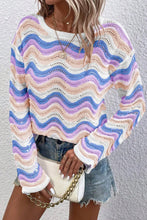 Load image into Gallery viewer, Contrast Wave Stripe Long Sleeve Sweater