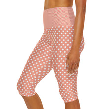 Load image into Gallery viewer, Coral Polka Dot Yoga Capri Leggings