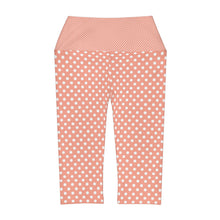 Load image into Gallery viewer, Coral Polka Dot Yoga Capri Leggings