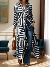 Load image into Gallery viewer, Contrast Collared Neck Long Sleeve Longline Shirt