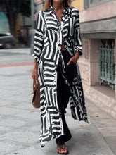 Load image into Gallery viewer, Contrast Collared Neck Long Sleeve Longline Shirt