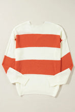 Load image into Gallery viewer, Color Block Dropped Shoulder V-Neck Sweater