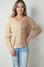 Load image into Gallery viewer, Contrast Color V-Neck Long Sleeve Pullover Sweater