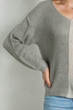 Load image into Gallery viewer, Contrast Color V-Neck Long Sleeve Pullover Sweater
