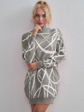 Load image into Gallery viewer, Contrast Mock Neck Sweater Dress