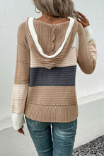 Load image into Gallery viewer, Color Block Drawstring Hooded Sweater