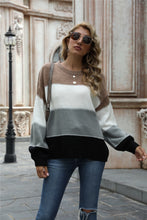 Load image into Gallery viewer, Color Block Round Neck Sweater
