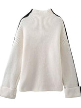 Load image into Gallery viewer, Contrast Turtleneck Long Sleeve Sweater