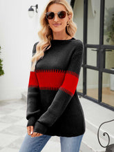 Load image into Gallery viewer, Contrast Round Neck Sweater