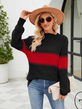 Load image into Gallery viewer, Contrast Round Neck Sweater