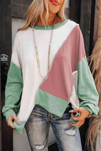 Load image into Gallery viewer, Color Block Exposed Seam Asymmetrical Sweatshirt