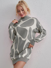 Load image into Gallery viewer, Contrast Mock Neck Sweater Dress