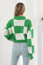 Load image into Gallery viewer, Color Block Round Neck Dropped Shoulder Sweater