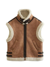 Load image into Gallery viewer, Contrast Zip Up Fleece Vest