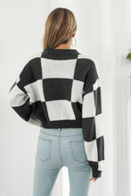 Load image into Gallery viewer, Color Block Round Neck Dropped Shoulder Sweater