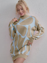 Load image into Gallery viewer, Contrast Mock Neck Sweater Dress
