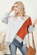 Load image into Gallery viewer, Color Block Exposed Seam Asymmetrical Sweatshirt