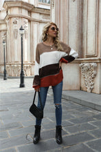 Load image into Gallery viewer, Color Block Round Neck Sweater