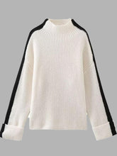 Load image into Gallery viewer, Contrast Turtleneck Long Sleeve Sweater