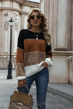 Load image into Gallery viewer, Color Block Round Neck Sweater