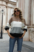 Load image into Gallery viewer, Color Block Round Neck Sweater