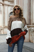 Load image into Gallery viewer, Color Block Round Neck Sweater