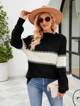 Load image into Gallery viewer, Contrast Round Neck Sweater