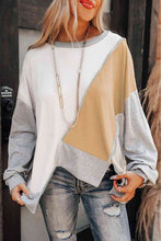 Load image into Gallery viewer, Color Block Exposed Seam Asymmetrical Sweatshirt