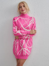 Load image into Gallery viewer, Contrast Mock Neck Sweater Dress