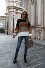 Load image into Gallery viewer, Color Block Round Neck Sweater