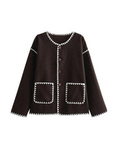 Load image into Gallery viewer, Contrast Button Up Jacket with Pockets