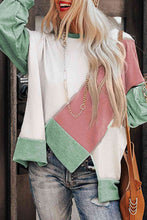 Load image into Gallery viewer, Color Block Exposed Seam Asymmetrical Sweatshirt
