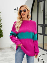 Load image into Gallery viewer, Contrast Round Neck Sweater