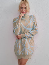 Load image into Gallery viewer, Contrast Mock Neck Sweater Dress