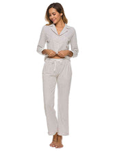 Load image into Gallery viewer, Collared Neck Loungewear Set with Pocket