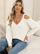 Load image into Gallery viewer, Cable-Knit Cold Shoulder Sweater