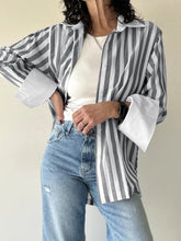 Load image into Gallery viewer, Striped Collared Neck Long Sleeve Shirt