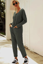 Load image into Gallery viewer, Buttoned Drop Shoulder Pocket Jumpsuit