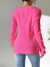 Load image into Gallery viewer, Openwork V-Neck Long Sleeve Sweater