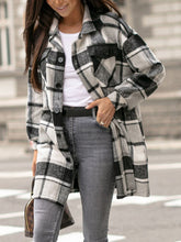 Load image into Gallery viewer, Pocketed Plaid Button Up Dropped Shoulder Shacket