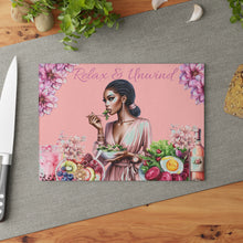 Load image into Gallery viewer, Glass Cutting &amp; Cheese Board (Relax &amp; Unwind)