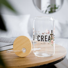 Load image into Gallery viewer, &quot;Created&quot; 16 oz Glass w / Bamboo lid and Straw