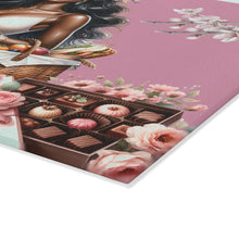 Load image into Gallery viewer, Glass Cutting or Cheese Board (Pink Spring)