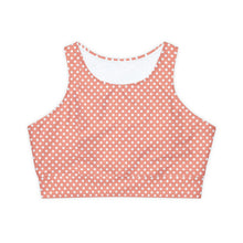 Load image into Gallery viewer, Coral Polka Dot Fully Lined Padded Sports Bra