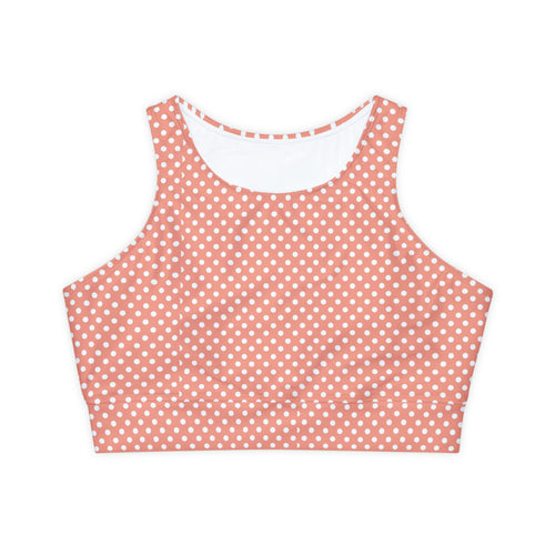 Coral Polka Dot Fully Lined Padded Sports Bra
