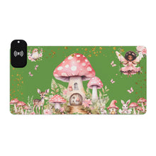 Load image into Gallery viewer, &quot;Green Fairyland&quot; LED Phone Charging  Mouse Pad (Black Fairy)